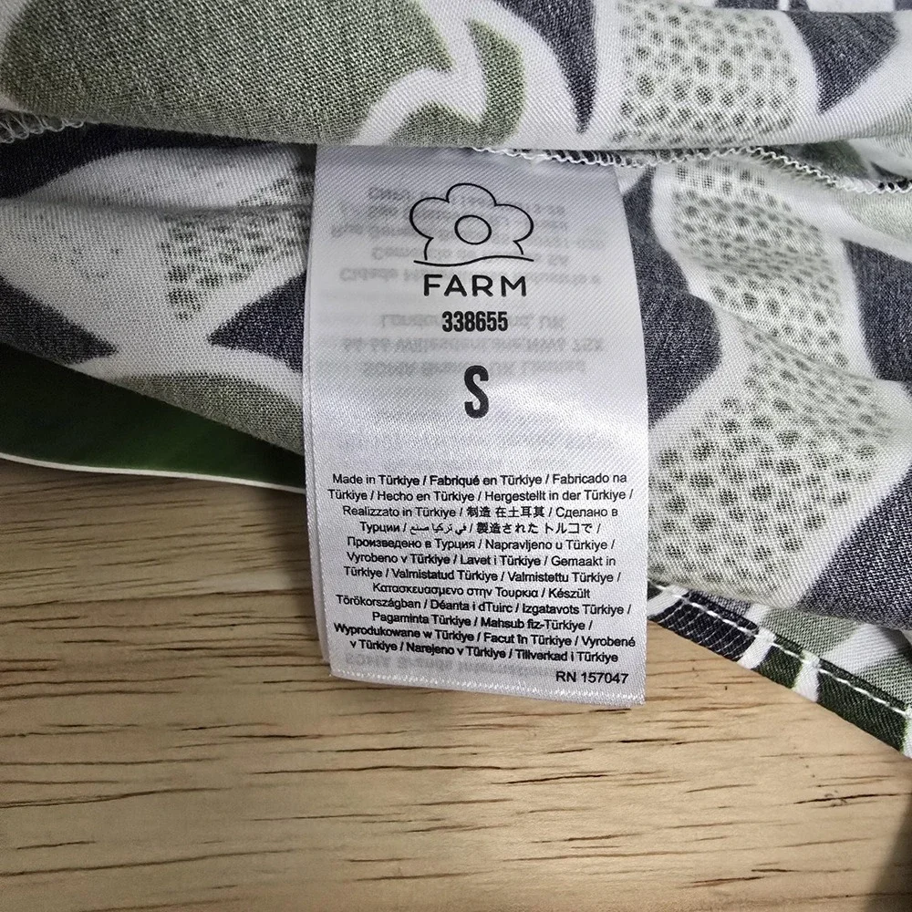 Farm Rio Dress Womens Small Black‎ Green Leaf Print Maxi Long Sleeve Viscose - Picture 5 of 13